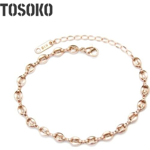 TOSOKO Female Jewelry Stainless Steel Hollow Bowknot Bracelet Fashion Chain BSE075