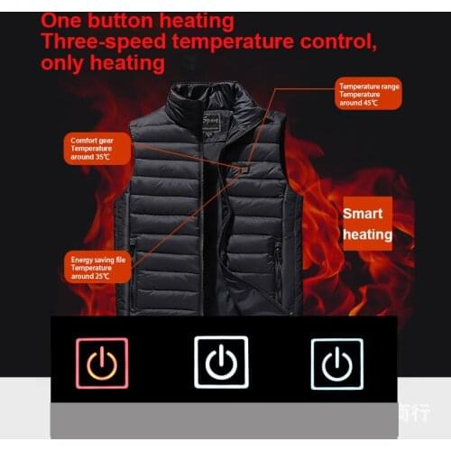 Winter USB electric Heating vest men Down vest sleeveless Heated cotton Jacket thermal heating Waistcoat Outdoor hiking Jacket
