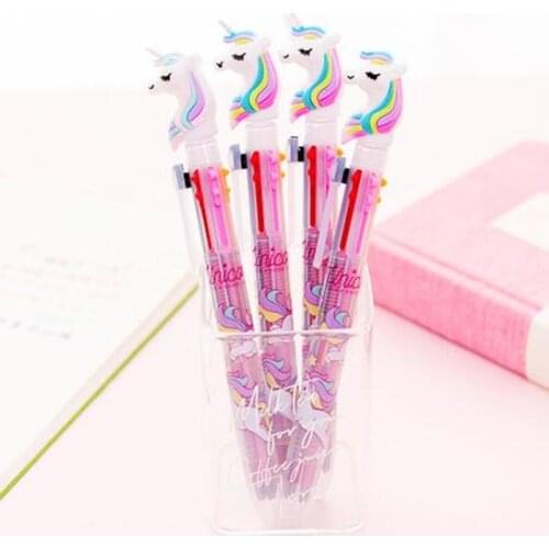 1pcs Unicorn 6 Colors Gel Pen Cute Stationery Novelty Ballpoint Pen Student Gel Pens Dreamy Rainbow Pens Kawaii School Supplies