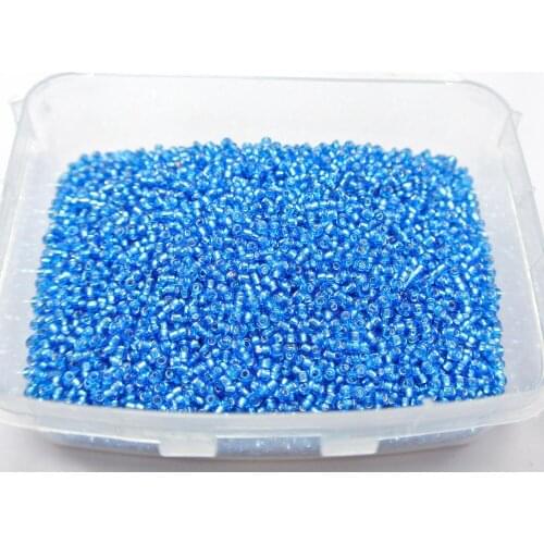 10000 Glass Seed Beads 1.5mm (12/0) silver lined Blue + Storage Box