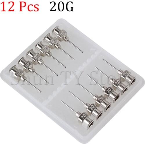 12 Pcs 1/2 Inch Silver Stainless Steel 20Ga Connector Glue Head Dispensing Needle, Suitable For Dispensing Electronic Components