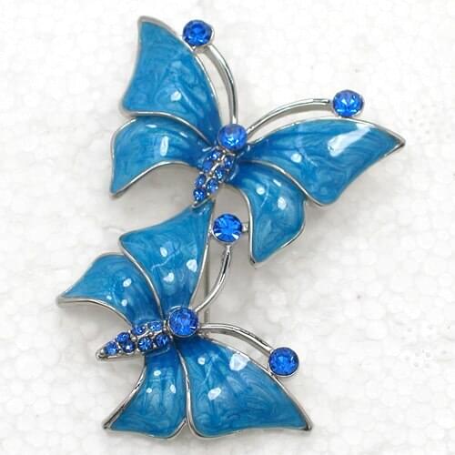 12pcs/lot Wholesale Butterfly Enamel Rhinestone Pin brooches C101974