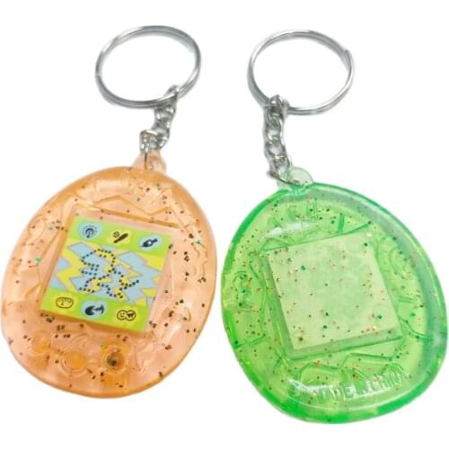2 pcs E562-10 TAMAGOTCHI sticker with key chain Rings Retro Birthday Party favors giveaways gadget souvenirs gift Bag Gag Prize