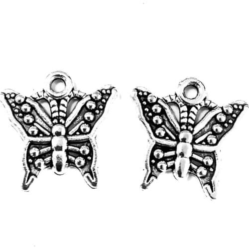 50pcs Butterfly charms pendant 16x17mm antique silver ornament accessories jewelry making DIY base material