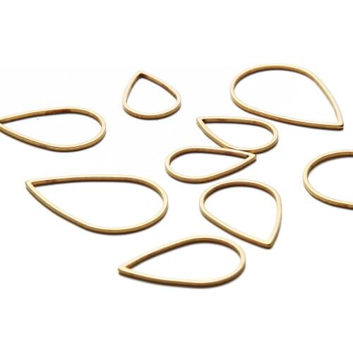 50pcs Stainless Steel Thin Line Water Drop Charm Metal Gold Color Hollow Oval Tag for Clothing DIY Jewelry Accessories
