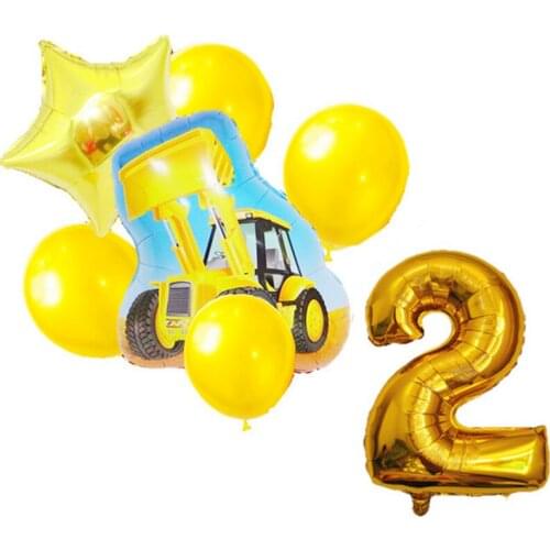 7pcs DIY Cartoon Car Ballons Fire truck Train Foil Balloon Globos Children 1 2 3th Gifts Birthday Party Decorations Kids balls