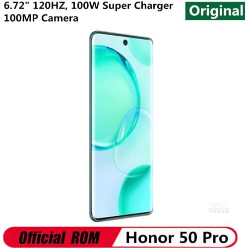 DHL Fast Delivery Honor 50 Pro 5G Cell Phone 6.72" OLED 120HZ Screen Fingerprint 100MP 100W Charger Snapdragon 778G OTA Face ID