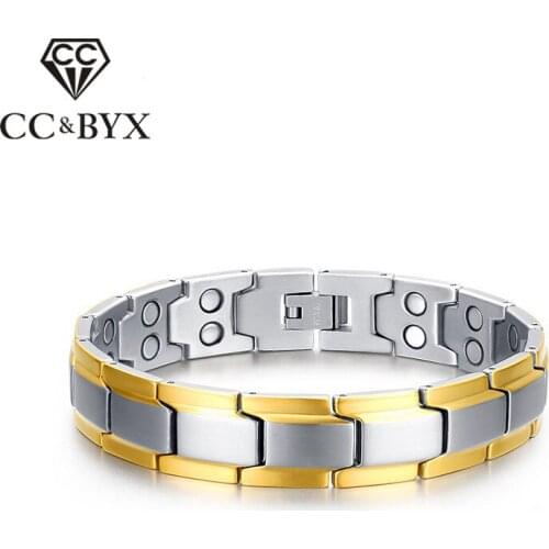 CC Mens Bracelet Trendy Jewelry Health Care Titanium Steel Electromagnetic Stone Bijoux Accessories Party Gift Bangles BR-006