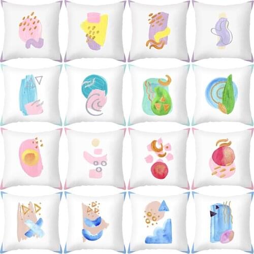 Color Pattern Cushion Cover 45X45 Abstract Style Pillowcase Summer Small Fresh Series Decorative Throw Pillows Sofa Cushions