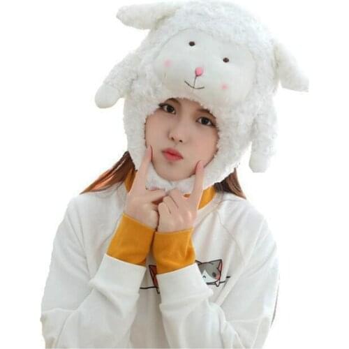 Sheep hood hat plush animal hat toy children Adult birthday stuffed gift