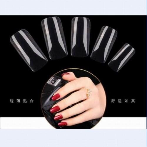 Good quality 500pcs DIY full cover false nail tips clear artificial nail shield sticker as manicure beauty nail art decoration