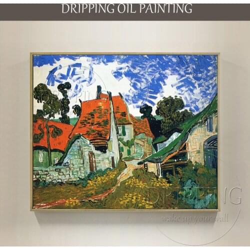 Skilled Artist Hand-painted High Quality Impression Landscape Street in Auvers Sur Oise Oil Painting on Canvas Van Gogh Painting