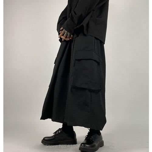 Asian Japanese Black Kimono for Women Men Samurai Haori Gothic Vintage Clothes Fashion Streetwear Loose Pocket Wide Leg Pants