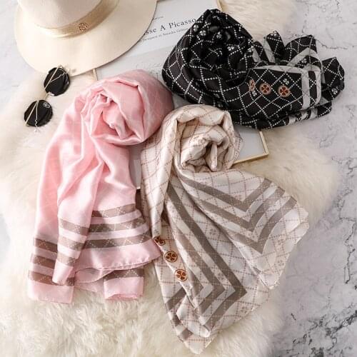 KOI LEAPING new fashion Tetrafolium twil pattern scarves female outside holiday silk scarf beach towel Sunscreen long scarf gift