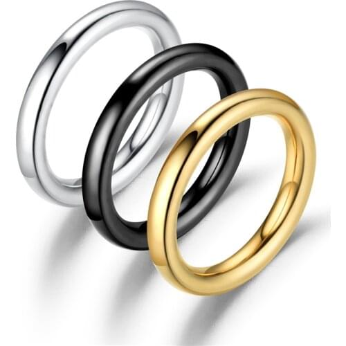 Stainless Steel Rings Gold Color Anti-allergy Smooth Simple Wedding Couples Rings For Women Men Bijouterie Engagement Gifts