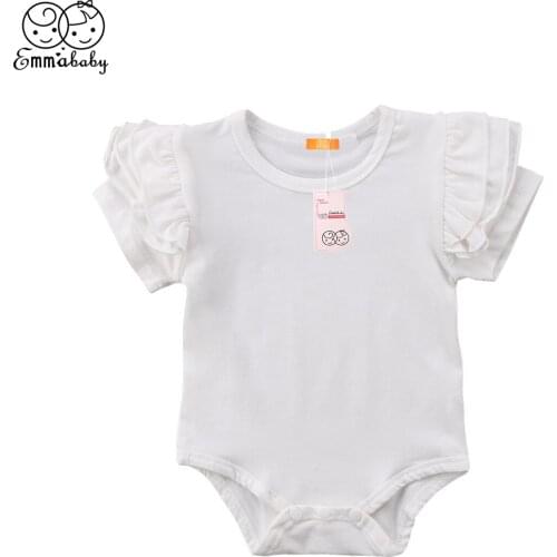 Newborn Infant Baby Girl Outfits Bodysuit Jumpsuit Solid O-Neck Short Sleeve Bodysuit Summer Clothes