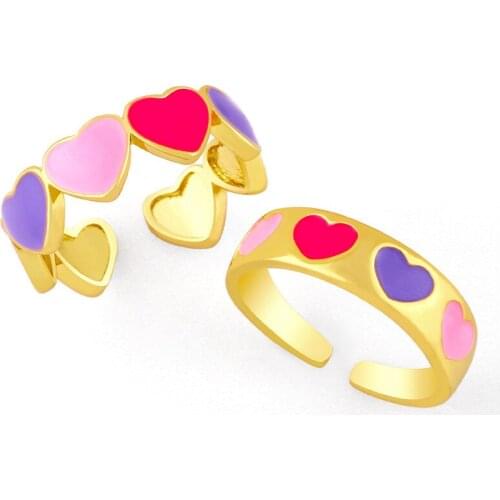 Korea Charms Smiley Heart Flower Ring Ladies Metal Star Love Harajuku Vintage Letter Open Ring Y2k Jewelry 90s Aesthetics