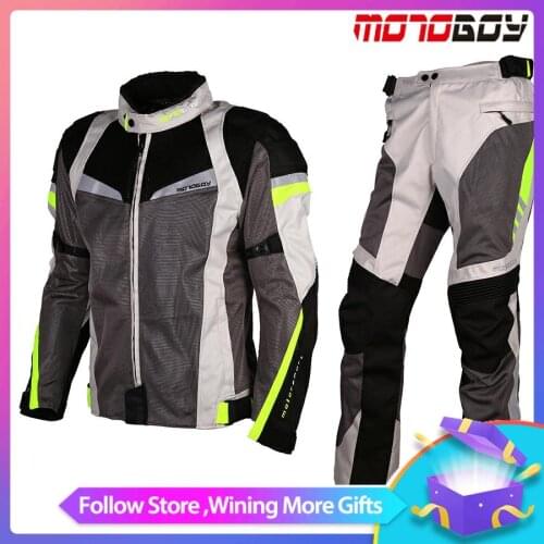 MOTOBOYl Summer Mesh Motorcycle Bike Riding Suit Ventilation and Protective Jacket and Pant Air Protector
