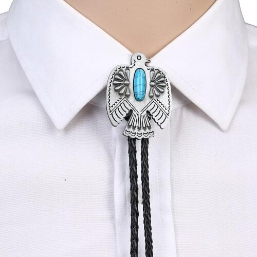 DIY leather tie natural turquoise Eagle zinc alloy tie for both men and women