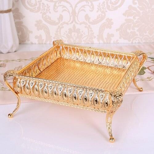 Creative Modern Metal Fruit Plate European Style Multifunctional Snack Box for Tea Table Living Room Household Fruit Plate