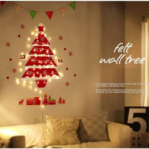Creative DIY Felt LED Christmas Tree For Home Navidad 2022 New Year Christmas Decoration Kids Gifts Wall Ornaments