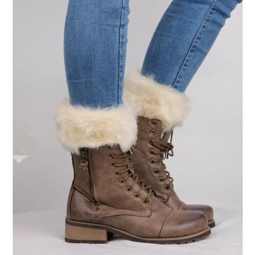 Hot Sale Keep Warm Womens Winter Knitted Boot Cuffs Fur Knit Toppers Boot Socks Legs Warmers New