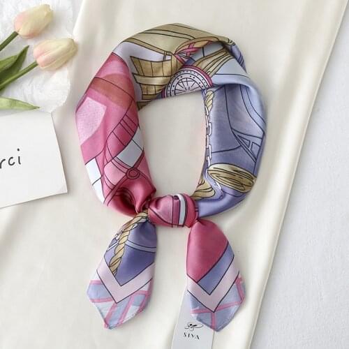 70cm Small Square Scarf Silk Scarf Female 2021 New Flower Print Scarf Professional Bib Fashion Scarf