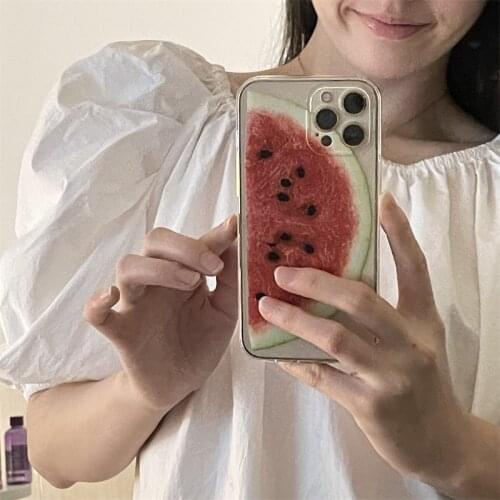 Kawaii watermelon summer cool sweet art Japanese Phone Case For iPhone 11 12 Pro Max Xs Max XR Xs 7 8 Plus 7Plus case Cute Cover