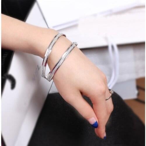 Fashion Frosted Rose Gold Luxury Lover Cuff Bracelets&Bangles Top Silver Color Simple Love Charm Bracelet for Women Jewelry