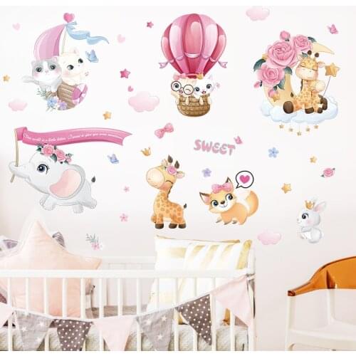 Cartoon SWEET Animal Wall Stickers baby kids room Bedroom background Home Decor nursery decals decoration Cute animals sticker