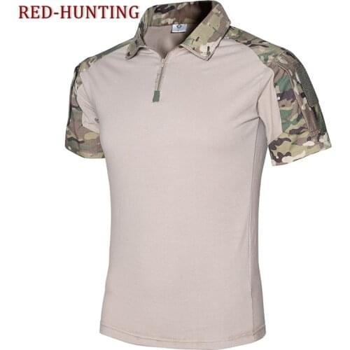Men Summer Outdoor Sports Hunting Hiking Camouflage Short Sleeve Shirt Tops Tactical Army Military Combat Training T-Shirt Top