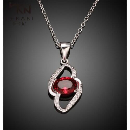 N003-A silver plated necklace brand new design pendant necklaces jewelry for women Bridal Jewelry red stone necklace