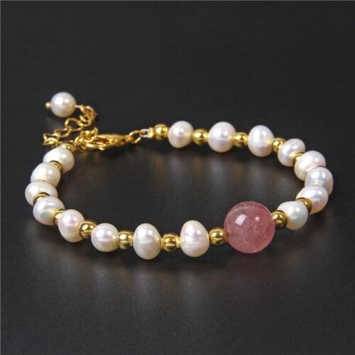 Natural Freshwater Pearl Bracelets Lobster Claw OT Clasp Metal Chain Pearls Beads Baroque Bangles For Women Exquisite Jewelry