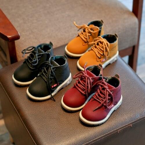 2021 Autumn and Winter New Childrens Warm Low-cut Fashion Boots Side Zipper Childrens Leather Shoes Snow Boots Baby Baby Boots