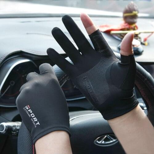Unisex Summer Ice Silk Sunscreen Touch Screen Gloves Outdoor Sports Fishing Golf Breathable Soft Thin Man Anti-slip Palm Gloves