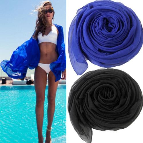 Casual Sexy Ladies Women Solid Color Simple Style Beach Bathing Outdoor Sport Sun Protection Fashion Muffler Scarf Wraps