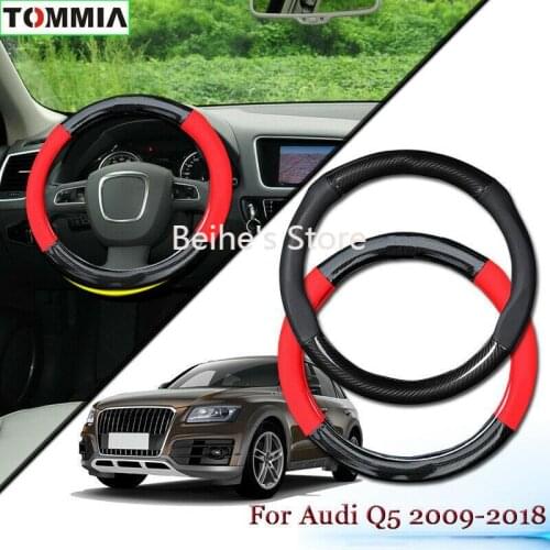 Anti-Slip Carbon Fiber Leather Car Steering Wheel Cover For Audi Q5 2009-2018