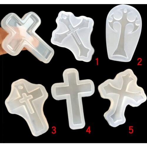 DIY Vintage Cross Necklace Pendant With Hole Silicone Mold Jewelry Fillings Accessory Handmade Epoxy Resin Earring Mould Craft
