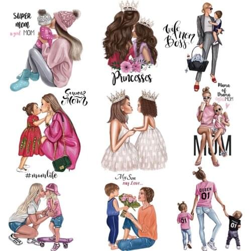 Thermal Patches Mom And Girl Appliques Stickers Diy Flower Patch Heat Transfer Clothes Iron On Transfer Patch Thermo Stickers