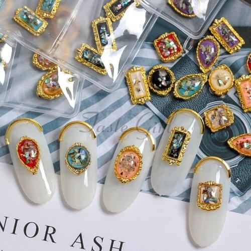 1 Pack Multi-Shaped 3d nail art decorations charms nails glitter Shell Amber Acrylic alloy Rimmed nail supplies tools jewelry