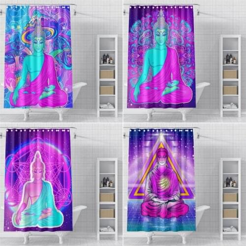 Waterproof Shower Curtain Sitting Buddha Statue Bathroom Curtains Mystery Style Shower Curtains For Bathroom Fabric Bath Curtain