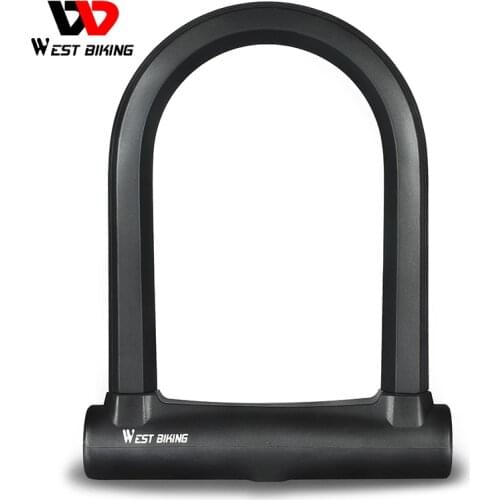 WEST BIKING Bicycle U Lock Safety Anti-theft MTB Road Bike Lock Motorcycle Scooter Door Lock with 2 Keys Cycling Accessories