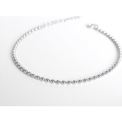 Real 925 Sterling Silver Smooth Surface Bead Chain Bracelet Fine Jewelry For Women Birthday Party Trendy Accessories Gift