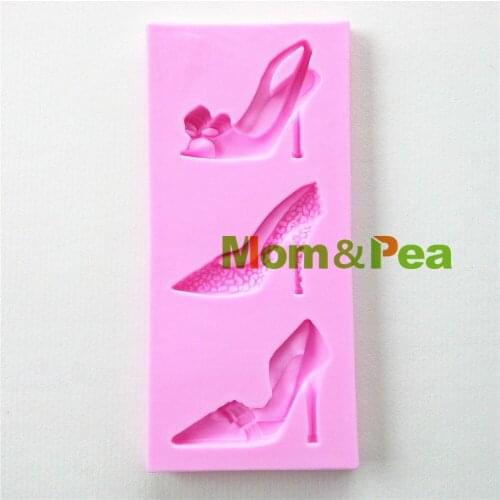Mom&Pea 0846 Free Shipping High-heeled Shoes Shaped Silicone Mold Cake Decoration Fondant Cake 3D Mold Food Grade