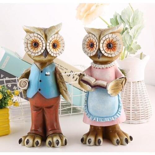 2pc/lot Creative Decorations Resin Owl Figurines Home Decoration Accessories Owl Figure Fashion Wedding Ornaments 42x24cm