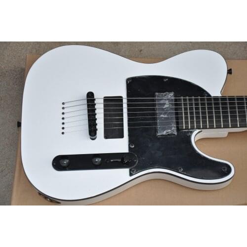 2020 high quality classic 7 string electric guitar, white body, black accessories, custom support