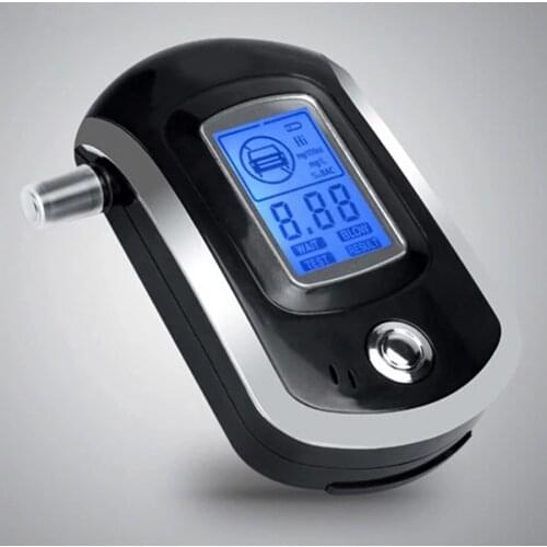 AT-6000 Breathalyzer Alcohol Detector Digital LCD Screen Battery Power Hand-Hold Professional BAC Tracker with 5 Mouthpieces