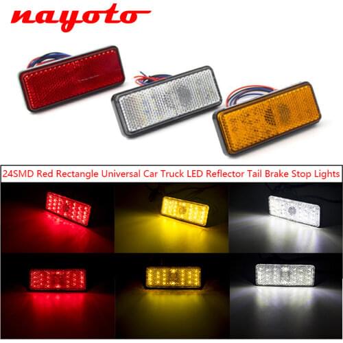 2x 24 LED 12V Motorcycle Motorbike Rectangle Reflector Rear Tail Brake Stop Turn Signal Warning Light Lamp ATV Scooter Car Truck