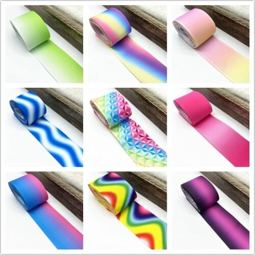 3 yards/lots 38mm Gradient Rainbow Grosgrain Ribbon for Wedding Party Decoration Gift Wrapping DIY