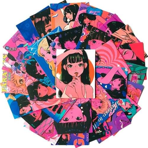 30Pcs/Set Wholesale Retro Girls Stickers Waterproof Sticker For Skateboard Laptop Luggage Bicycle Decal Kids Gifts